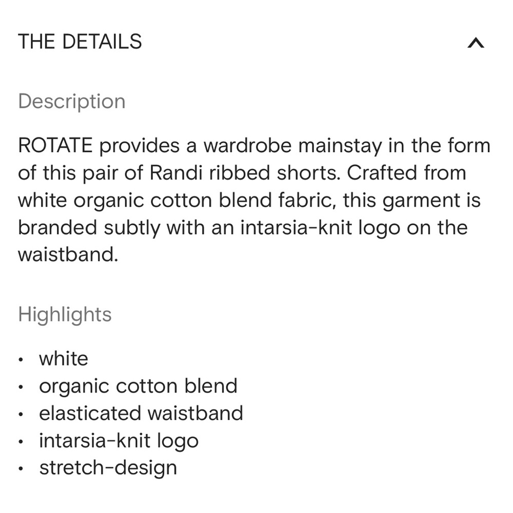 ROTATE RIBBED SHORTS WHITE - Picture 8 of 8